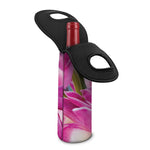 Pink Orchid Flower Print Single Neoprene Wine Tote