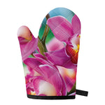 Pink Orchid Flower Print Single Oven Mitt
