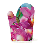 Pink Orchid Flower Print Single Oven Mitt