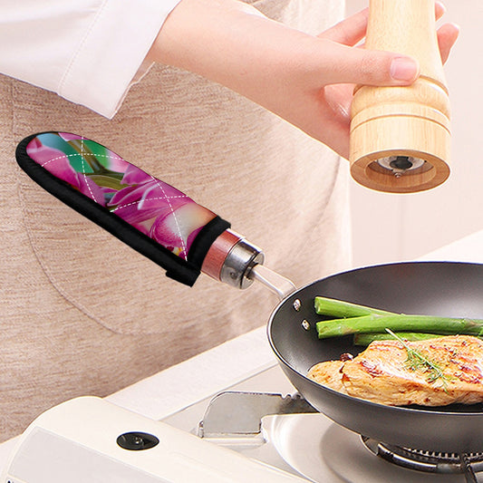 Pink Orchid Flower Print Skillet Handle Cover