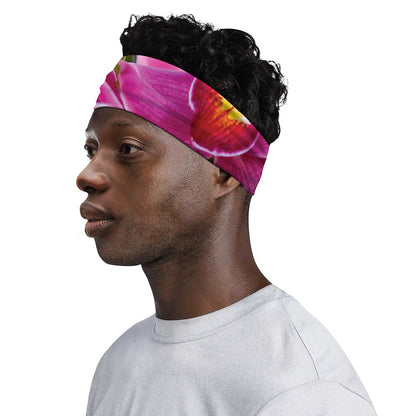 Pink Orchid Flower Print Sports Headband
