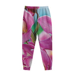 Pink Orchid Flower Print Sweatpants