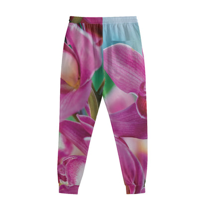 Pink Orchid Flower Print Sweatpants