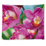 Pink Orchid Flower Print Tapestry