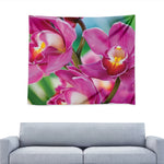 Pink Orchid Flower Print Tapestry
