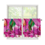 Pink Orchid Flower Print Tier Curtains