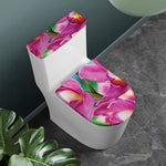 Pink Orchid Flower Print Toilet Lid And Tank Cover Set