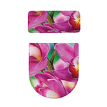 Pink Orchid Flower Print Toilet Lid And Tank Cover Set