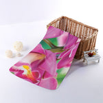 Pink Orchid Flower Print Towel