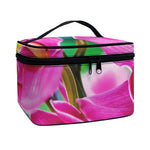 Pink Orchid Flower Print Travel Makeup Bag