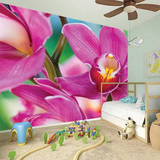 Pink Orchid Flower Print Wall Sticker