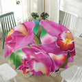 Pink Orchid Flower Print Waterproof Round Tablecloth