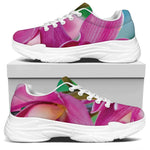 Pink Orchid Flower Print White Chunky Shoes