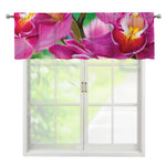 Pink Orchid Flower Print Window Valance