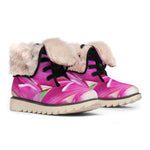 Pink Orchid Flower Print Winter Boots