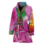 Pink Orchid Flower Print Women's Bathrobe