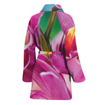 Pink Orchid Flower Print Women's Bathrobe