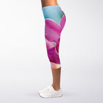 Pink Orchid Flower Print Women's Capri Leggings