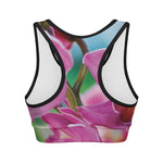 Pink Orchid Flower Print Women's Sports Bra