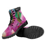 Pink Orchid Flower Print Work Boots