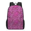 Pink Paisley Pattern Print 17 Inch Backpack
