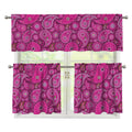 Pink Paisley Pattern Print 3 Piece Kitchen Curtains