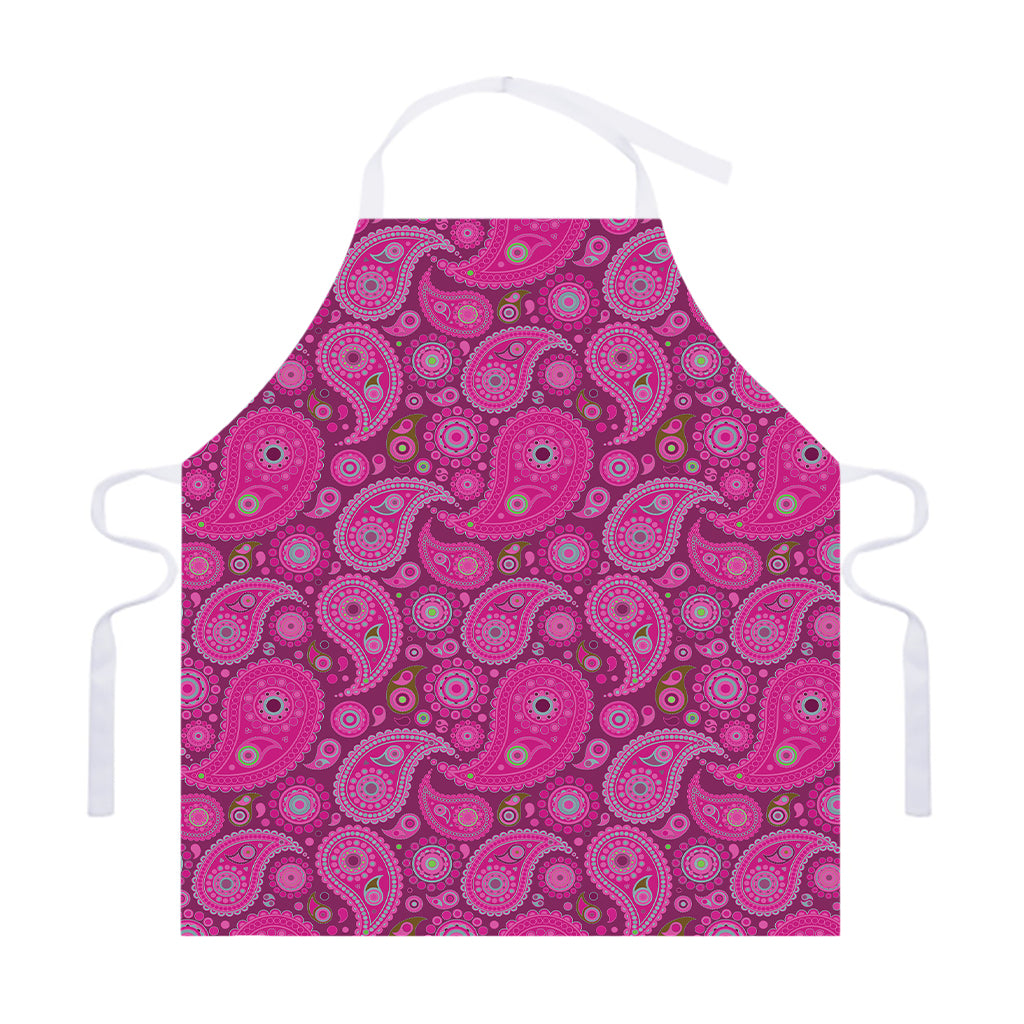 Pink Paisley Pattern Print Adjustable Apron