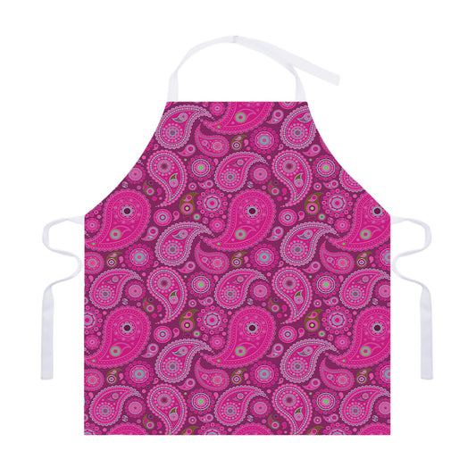 Pink Paisley Pattern Print Adjustable Apron