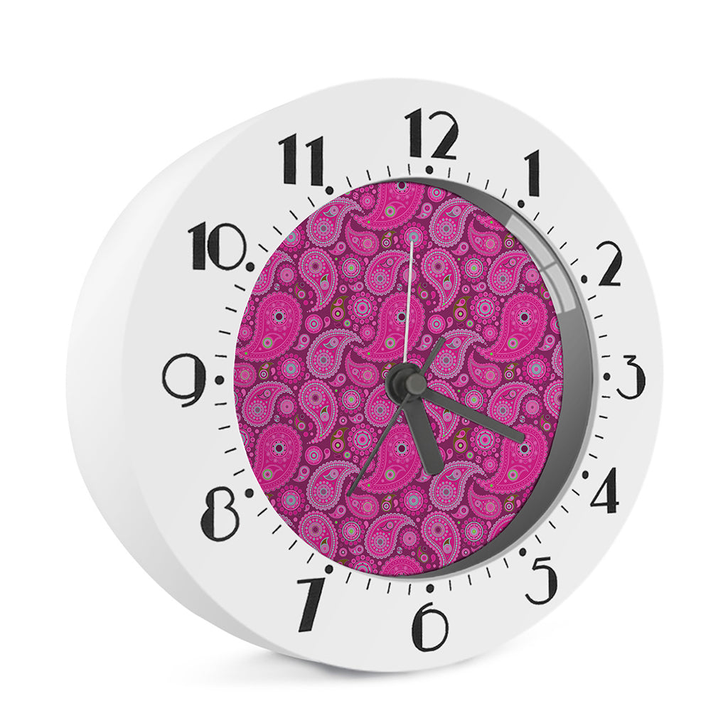 Pink Paisley Pattern Print Alarm Clock