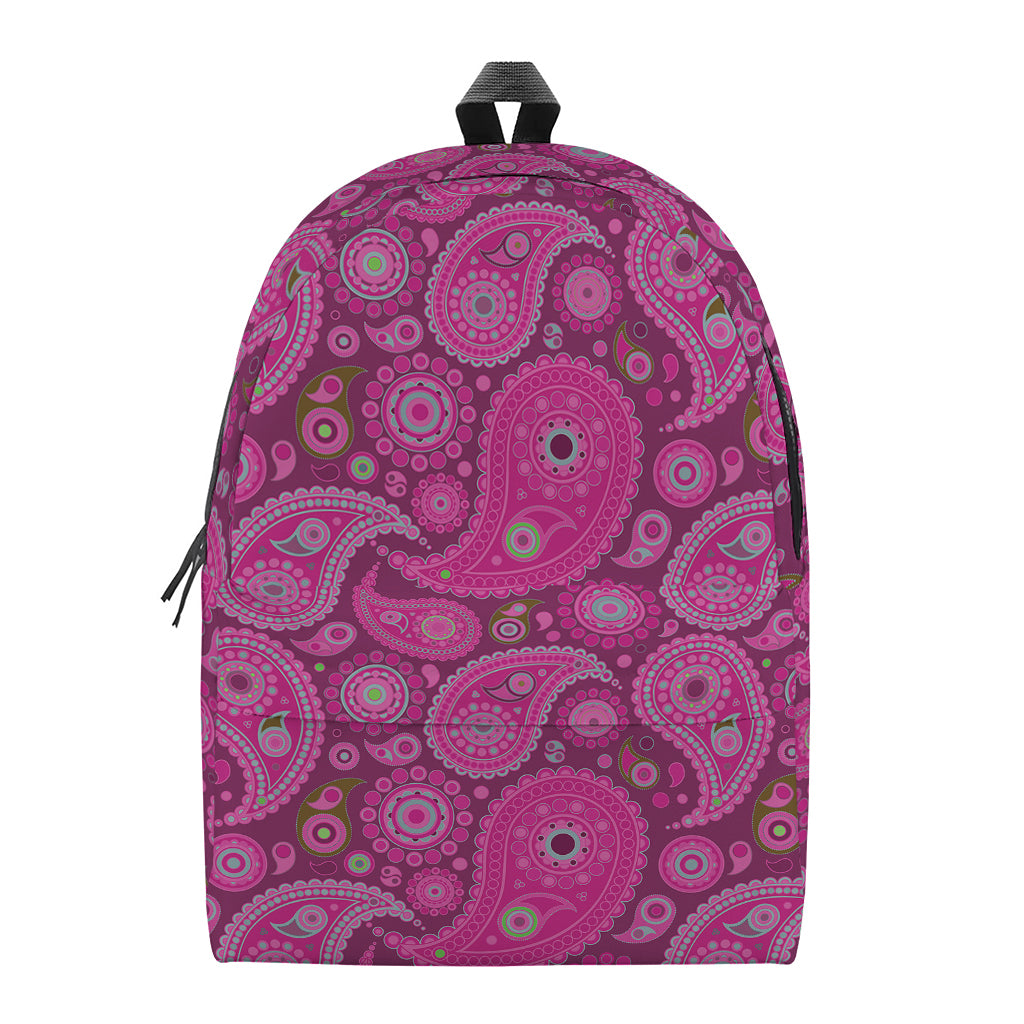 Pink Paisley Pattern Print Backpack
