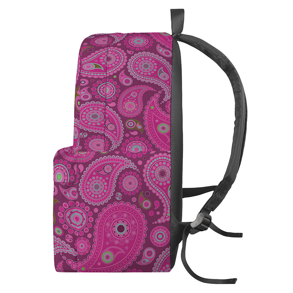 Pink Paisley Pattern Print Backpack