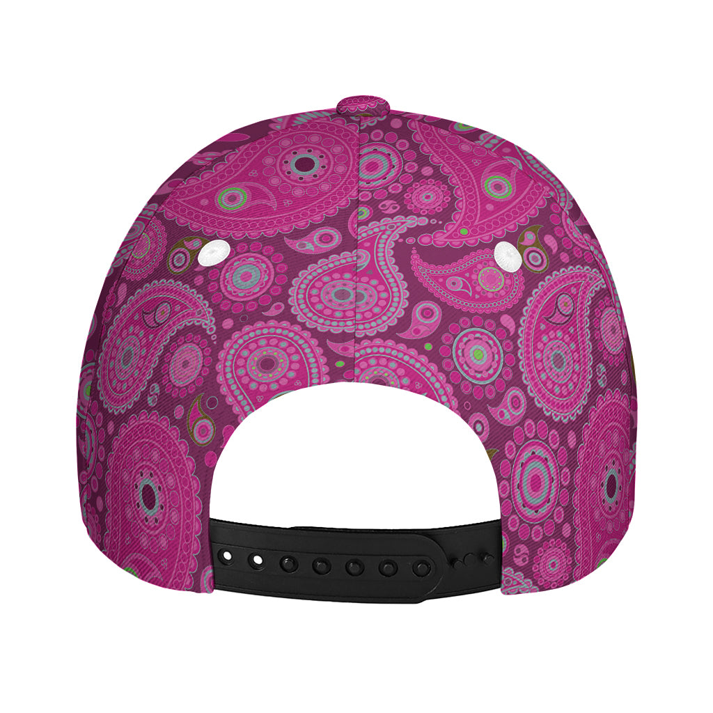 Pink Paisley Pattern Print Baseball Cap