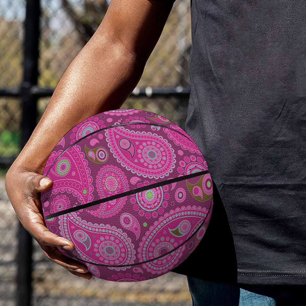 Pink Paisley Pattern Print Basketball