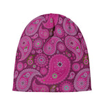 Pink Paisley Pattern Print Beanie