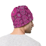 Pink Paisley Pattern Print Beanie
