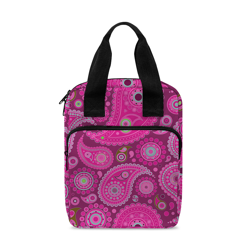 Pink Paisley Pattern Print Bible Tote Bag
