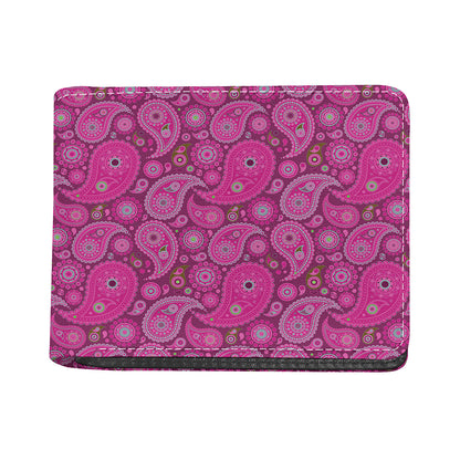 Pink Paisley Pattern Print Bifold Wallet