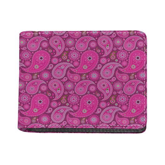 Pink Paisley Pattern Print Bifold Wallet