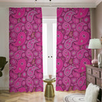 Pink Paisley Pattern Print Blackout Pencil Pleat Curtains