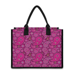 Pink Paisley Pattern Print Canvas Tote Bag