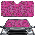 Pink Paisley Pattern Print Car Windshield Sun Shade