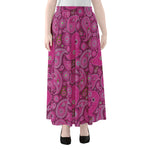 Pink Paisley Pattern Print Chiffon Maxi Skirt