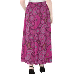 Pink Paisley Pattern Print Chiffon Maxi Skirt