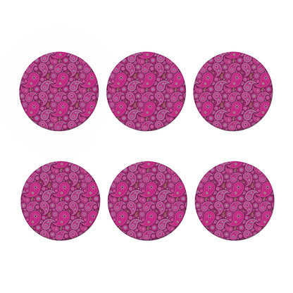 Pink Paisley Pattern Print Coaster Set