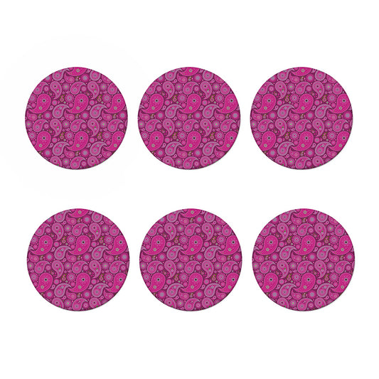 Pink Paisley Pattern Print Coaster Set