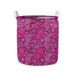 Pink Paisley Pattern Print Collapsible Laundry Basket