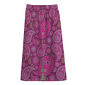 Pink Paisley Pattern Print Cotton Front Slit Maxi Skirt