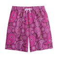 Pink Paisley Pattern Print Cotton Shorts