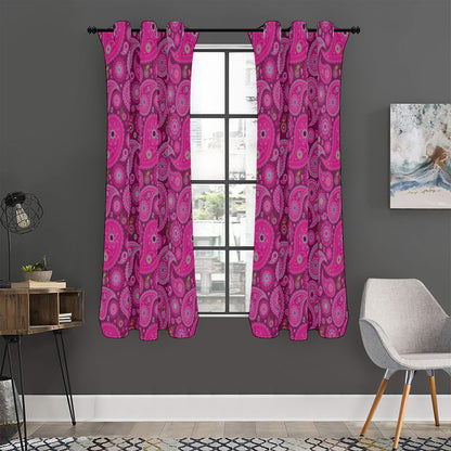 Pink Paisley Pattern Print Curtain
