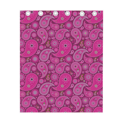 Pink Paisley Pattern Print Curtain